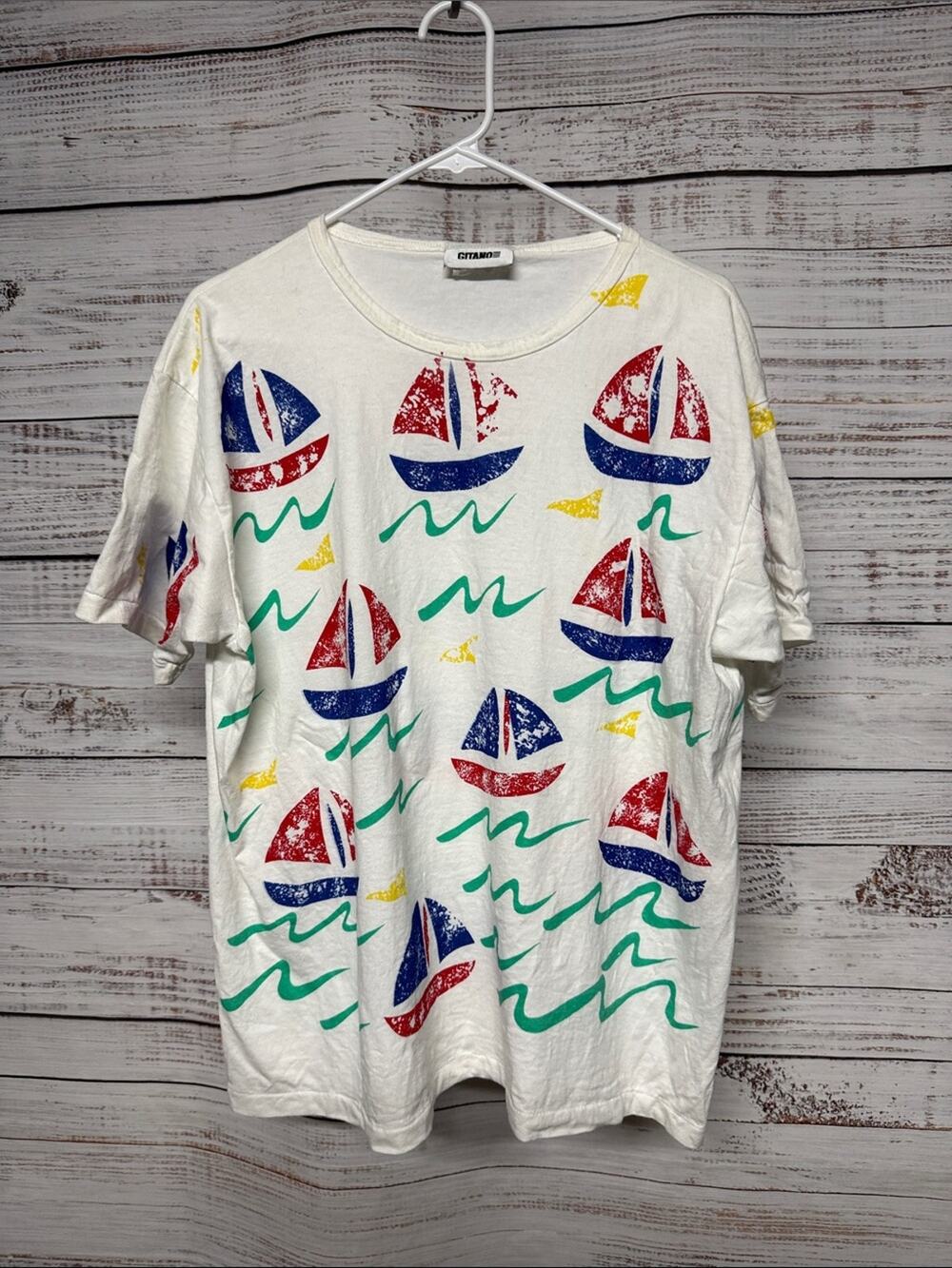 Gitano Vintage 80s Sailboat Nautical Tee One Size